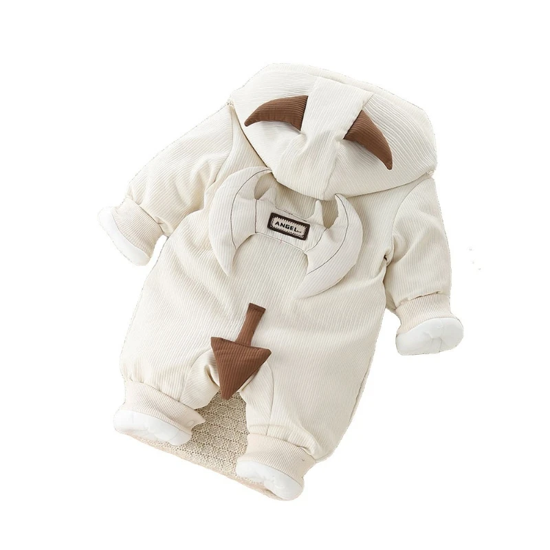 Pelele con capucha gruesa para recién nacido unisex, cálido