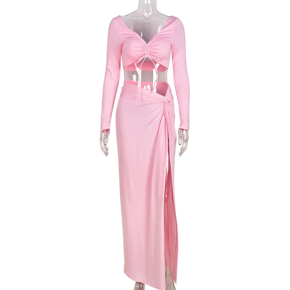 Vestido de maternidad con escote en V y cordón para fotos - imagen 3