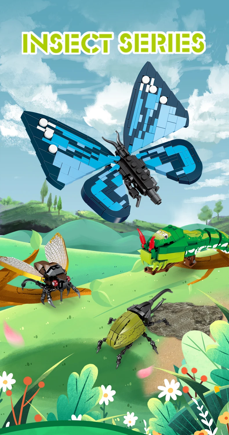 Conjunto de bloques de insectos coloridos