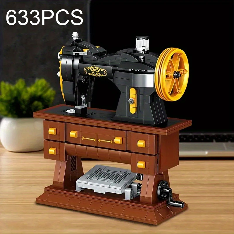 633 piezas: Máquina de coser retro, bloques educativos para escritorio