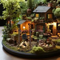 85AE Decoración colgante para casa de muñecas jardín con estufa