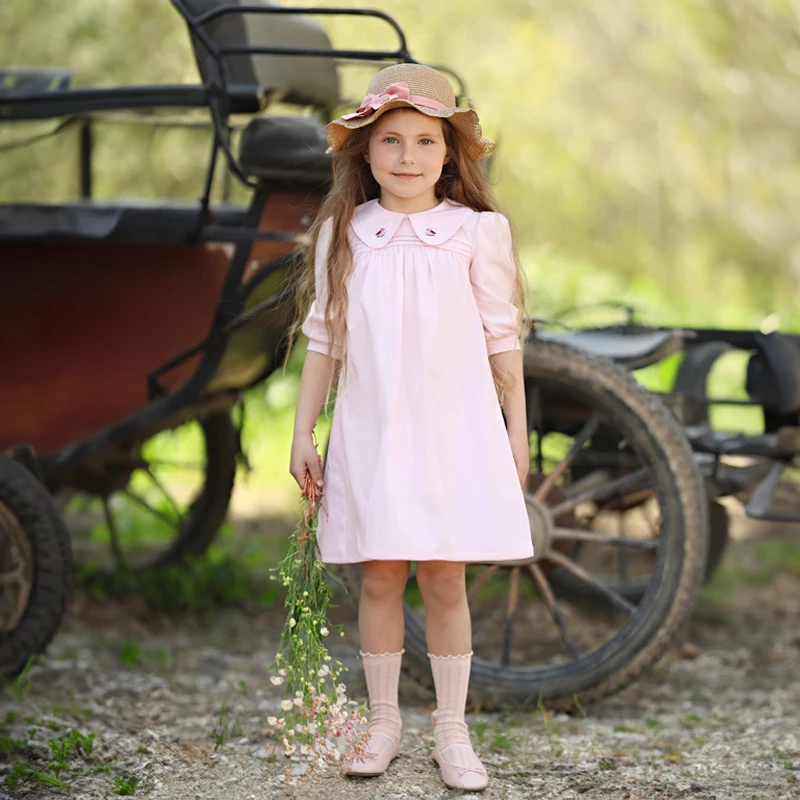 Conjunto de verano infantil con chaleco y vestido niña rosa-azul - imagen 2