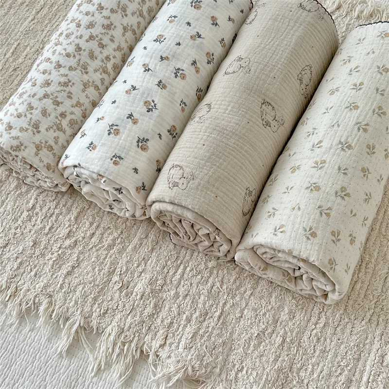 Manta de verano para bebé de muselina con estampado floral de conejitos - imagen 3