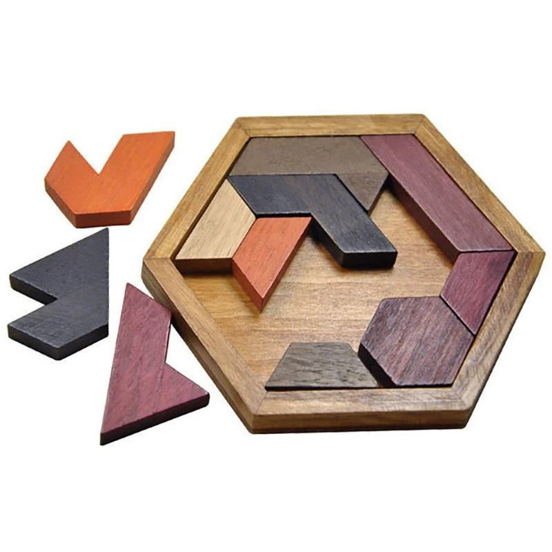 Rompecabezas Montessori de madera geométrico tipo tangram para niños - imagen 4