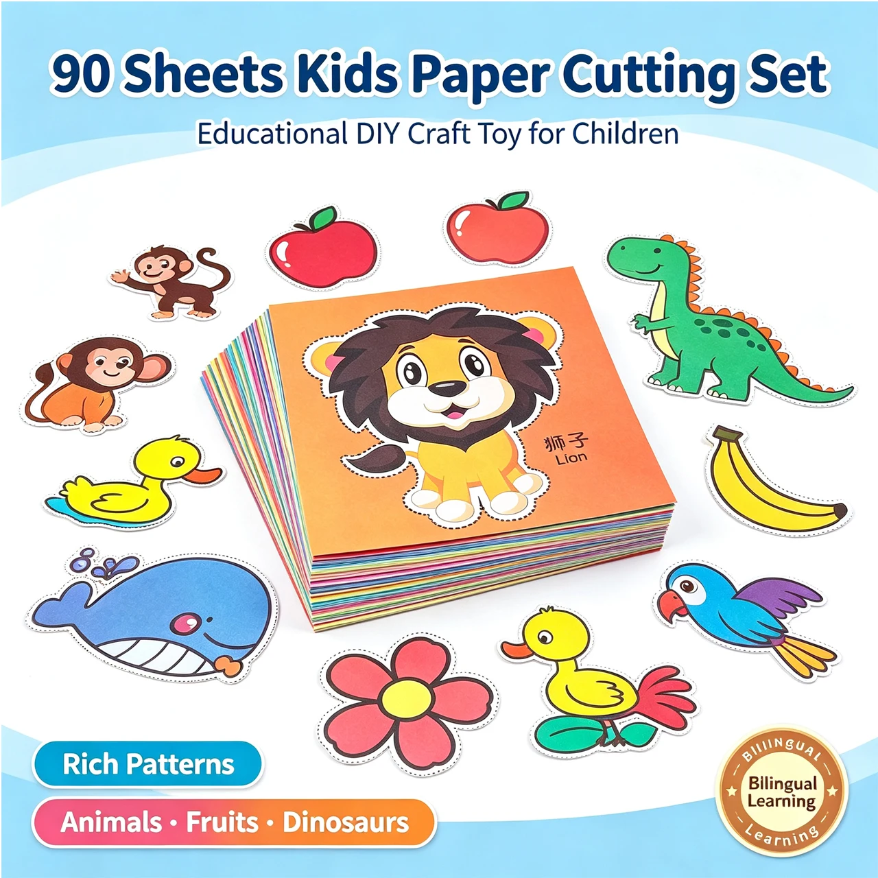 Libro de recortes infantil con animales, frutas y verduras - imagen 4