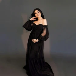 Vestido de maternidad de tul con manga abombada para sesión de fotos