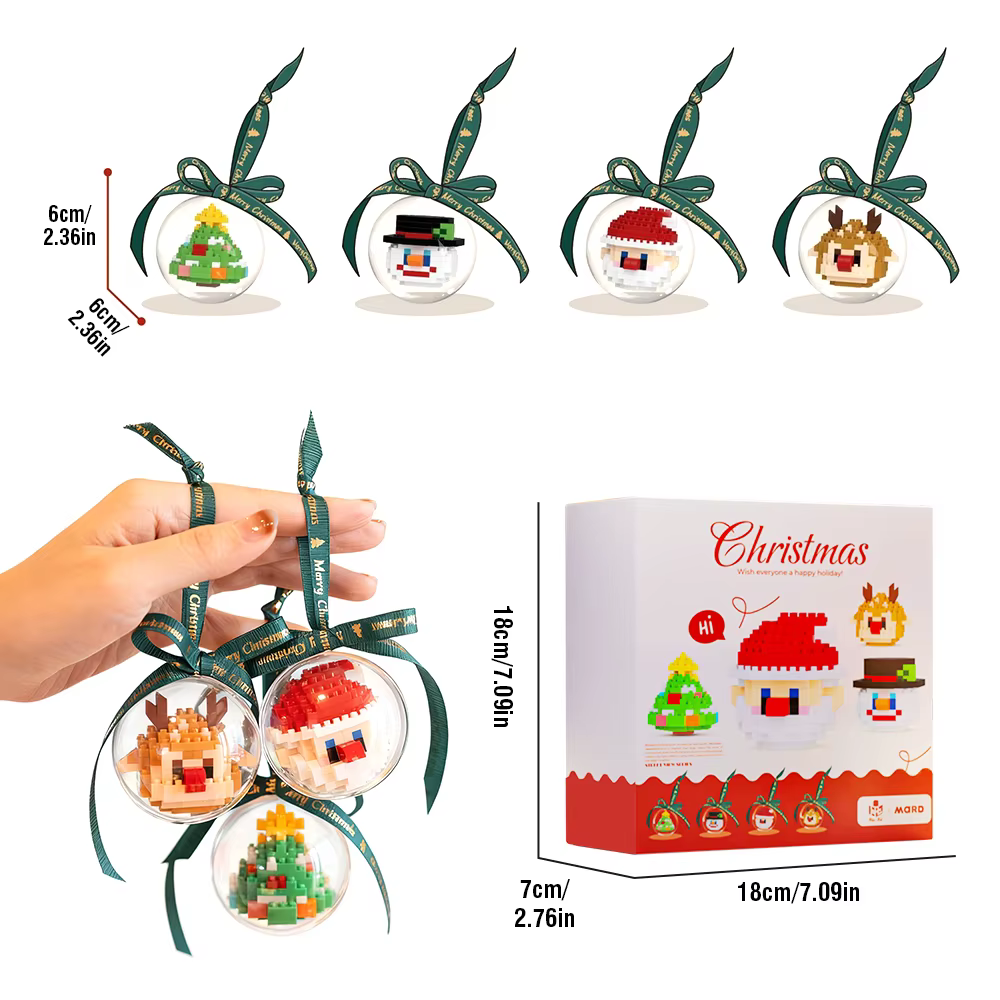 Micro bloques de construcción de Navidad con bola decorativa colgante - imagen 5