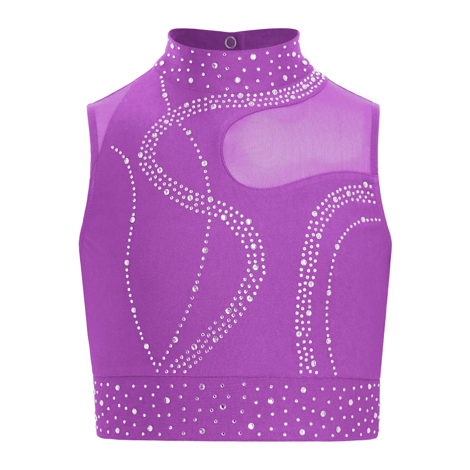 Top de ballet sin mangas con pedrería y malla transparente - imagen 2