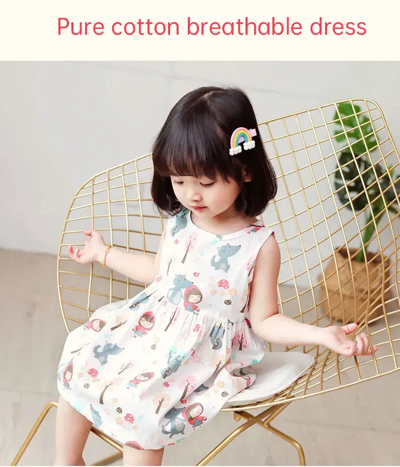 Vestido de algodón sin mangas con estampado floral