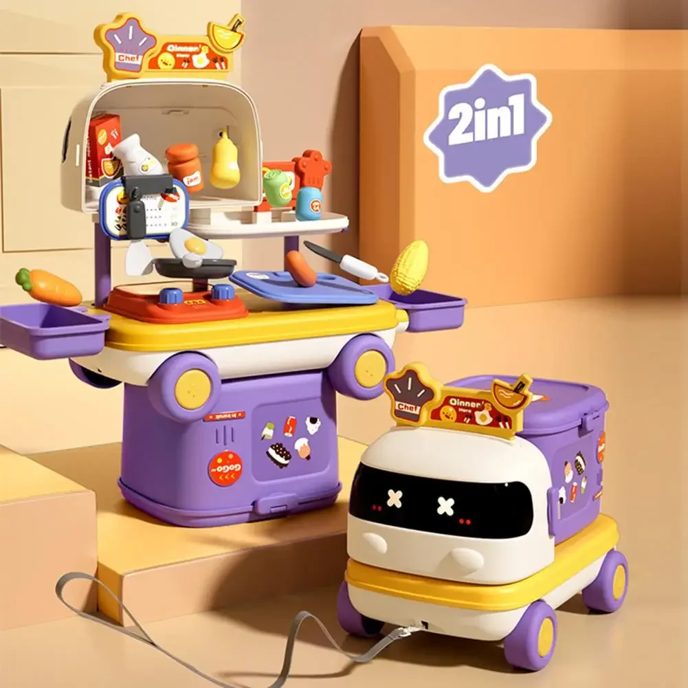 Juego de cocina con maquillaje infantil, caja plegable portátil - imagen 3