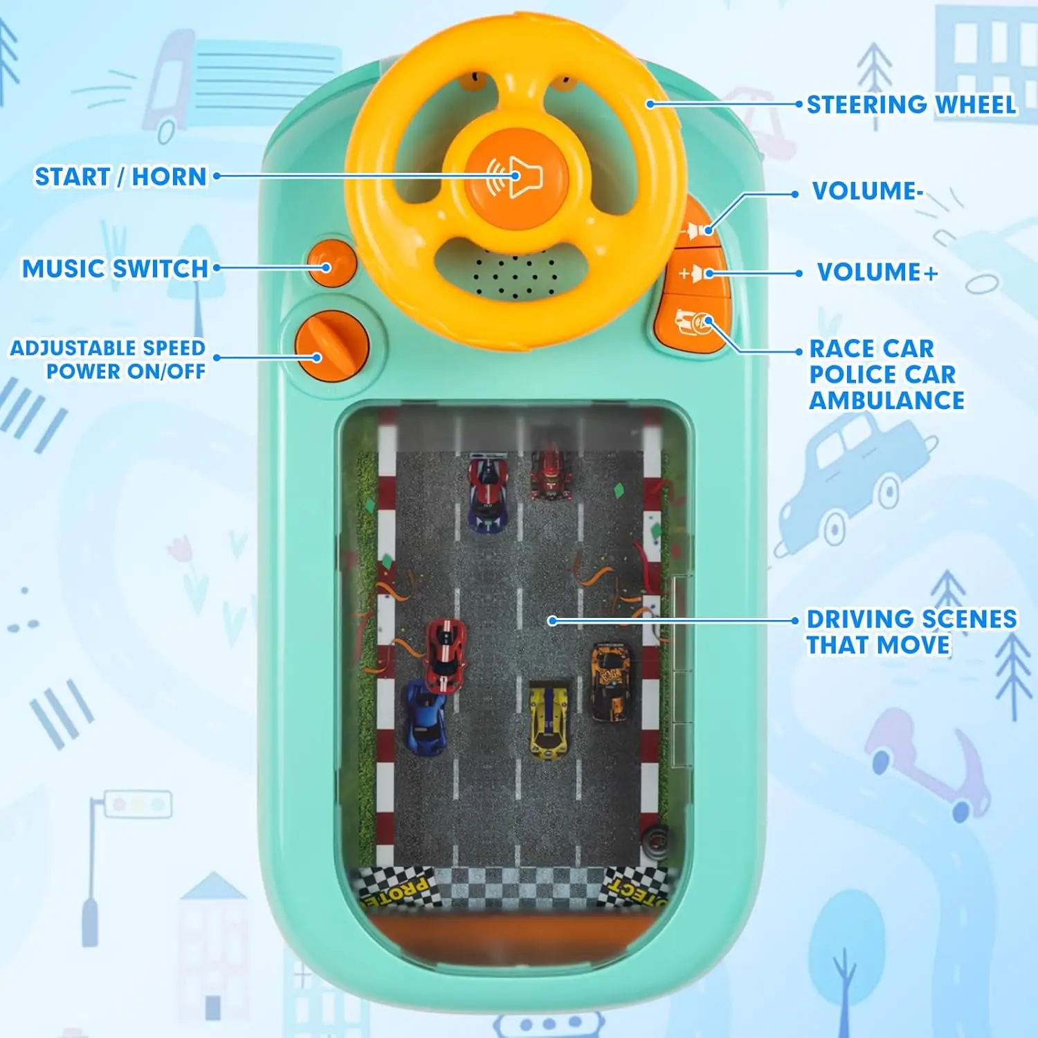 Volante musical infantil para coches de carreras - Juguete educativo - imagen 4