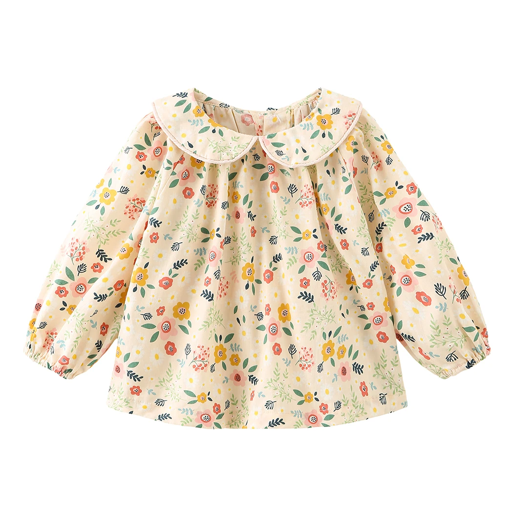 Blusa de solapa para niña con camisa floral algodón manga larga - imagen 4
