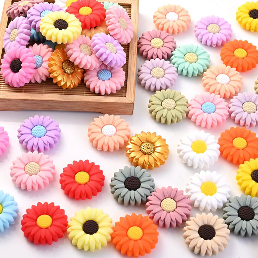 Cuentas mordedoras de silicona para bebé 20 mm - Flor Margarita - imagen 4
