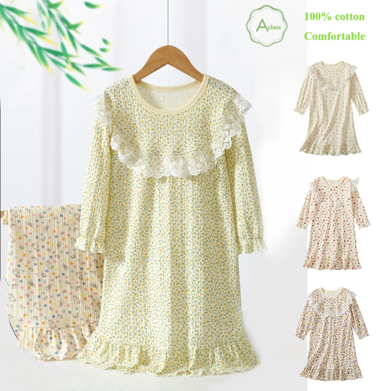 Camisón de algodón floral para niña – Pijama cómodo transpirable
