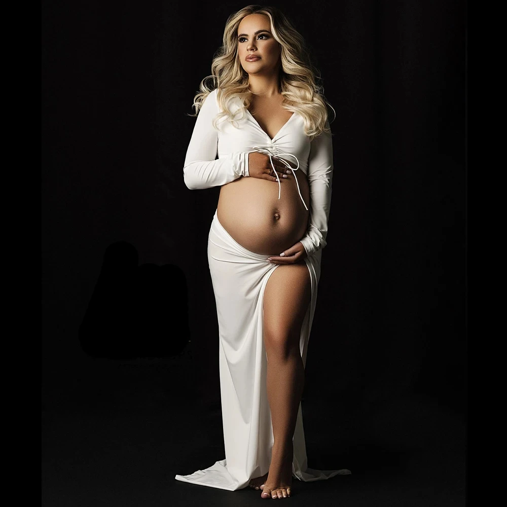 Vestido de maternidad elástico para sesión fotográfica, dos piezas