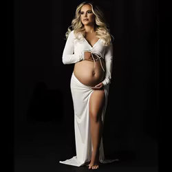 Vestido de maternidad elástico para sesión fotográfica, dos piezas