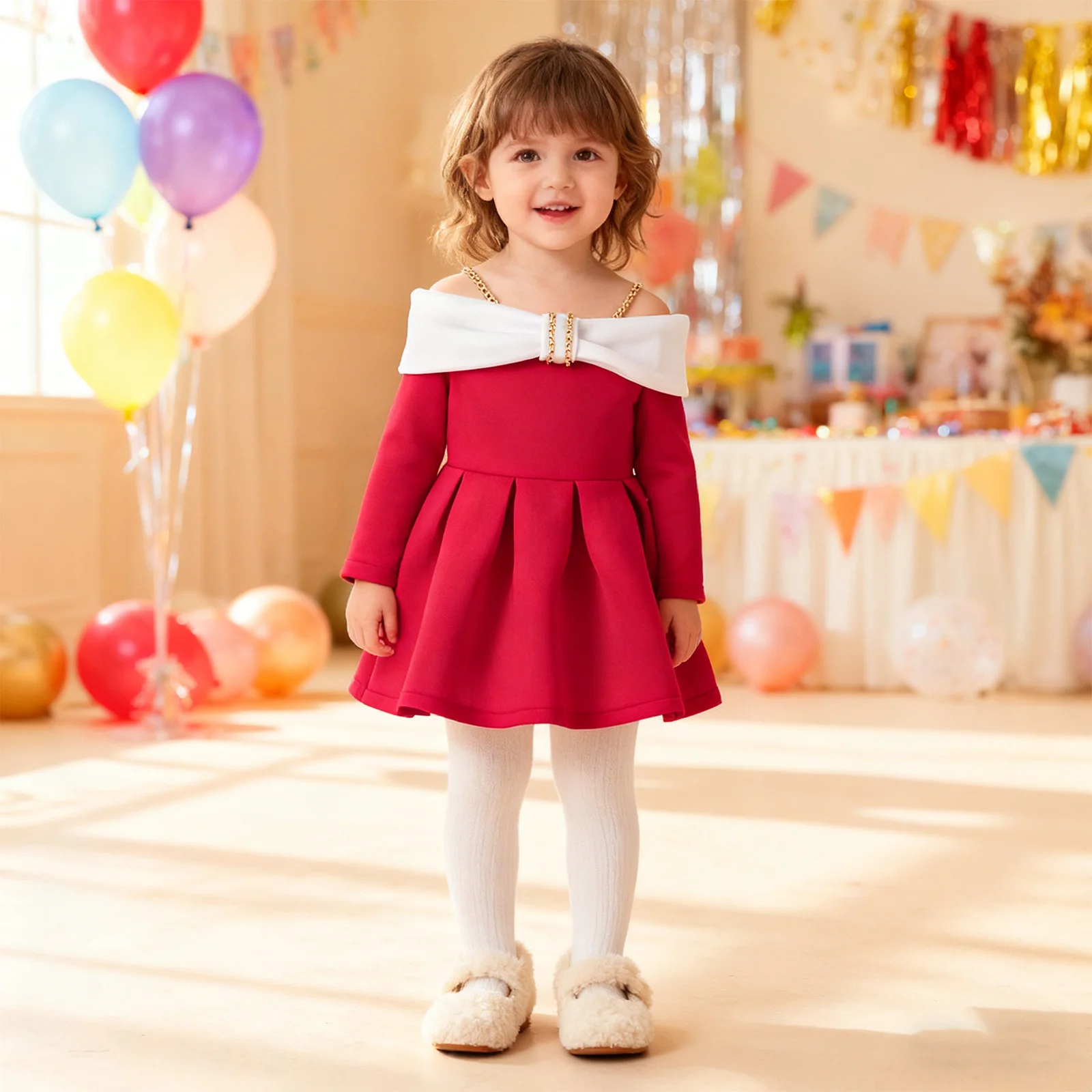 Vestido de fiesta princesa para niña – Hombros descubiertos con perlas - imagen 2