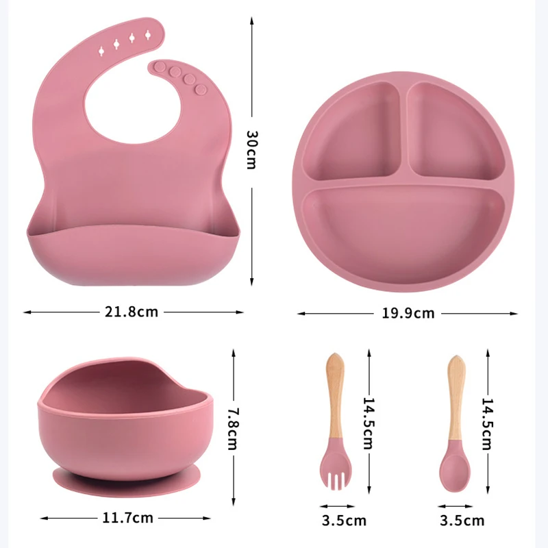 Vajilla infantil de silicona con ventosas y utensilios para bebé - imagen 3