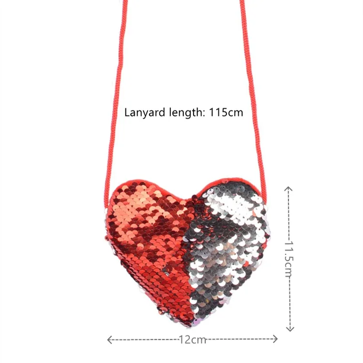 Bolso infantil de lentejuelas con forma de corazón