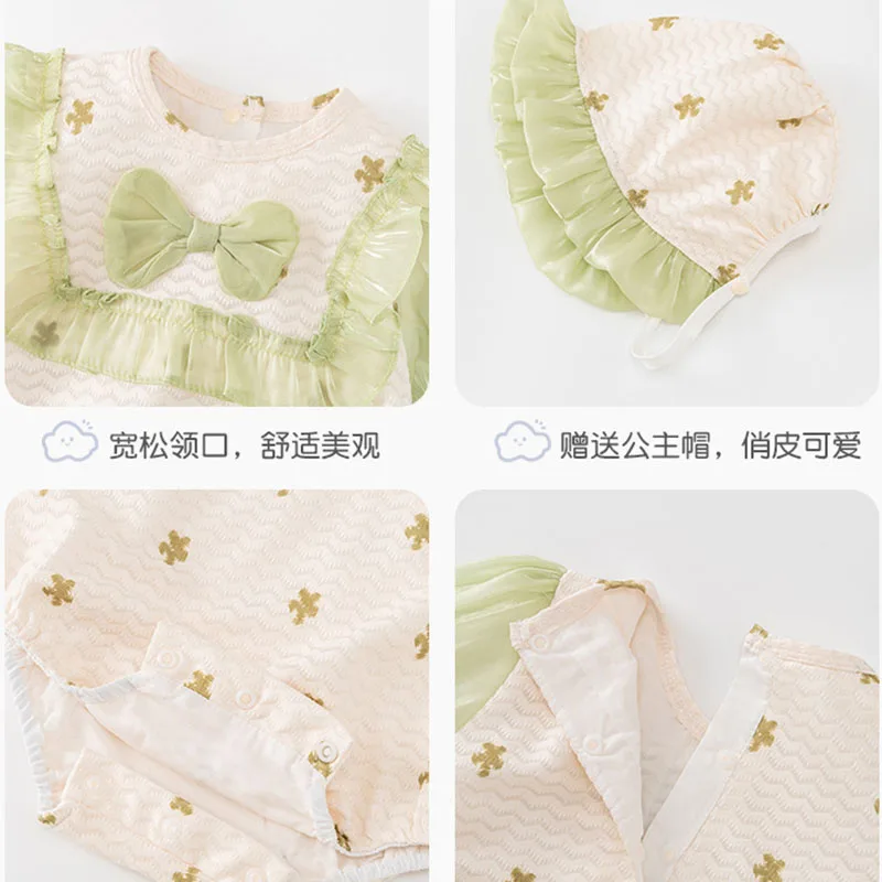 Pelele de bebé para niña con lazo y gorrito estilo princesa - imagen 5