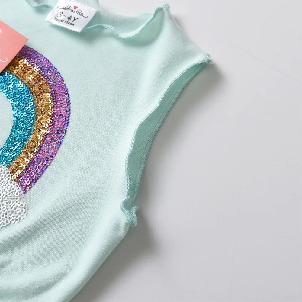 DXTON vestido de lentejuelas arcoíris sin mangas para niña - imagen 3