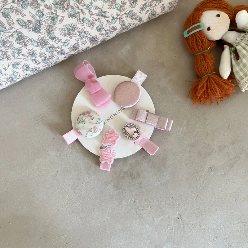 Pinzas de pelo con lazo floral y horquillas laterales para niñas - imagen 3