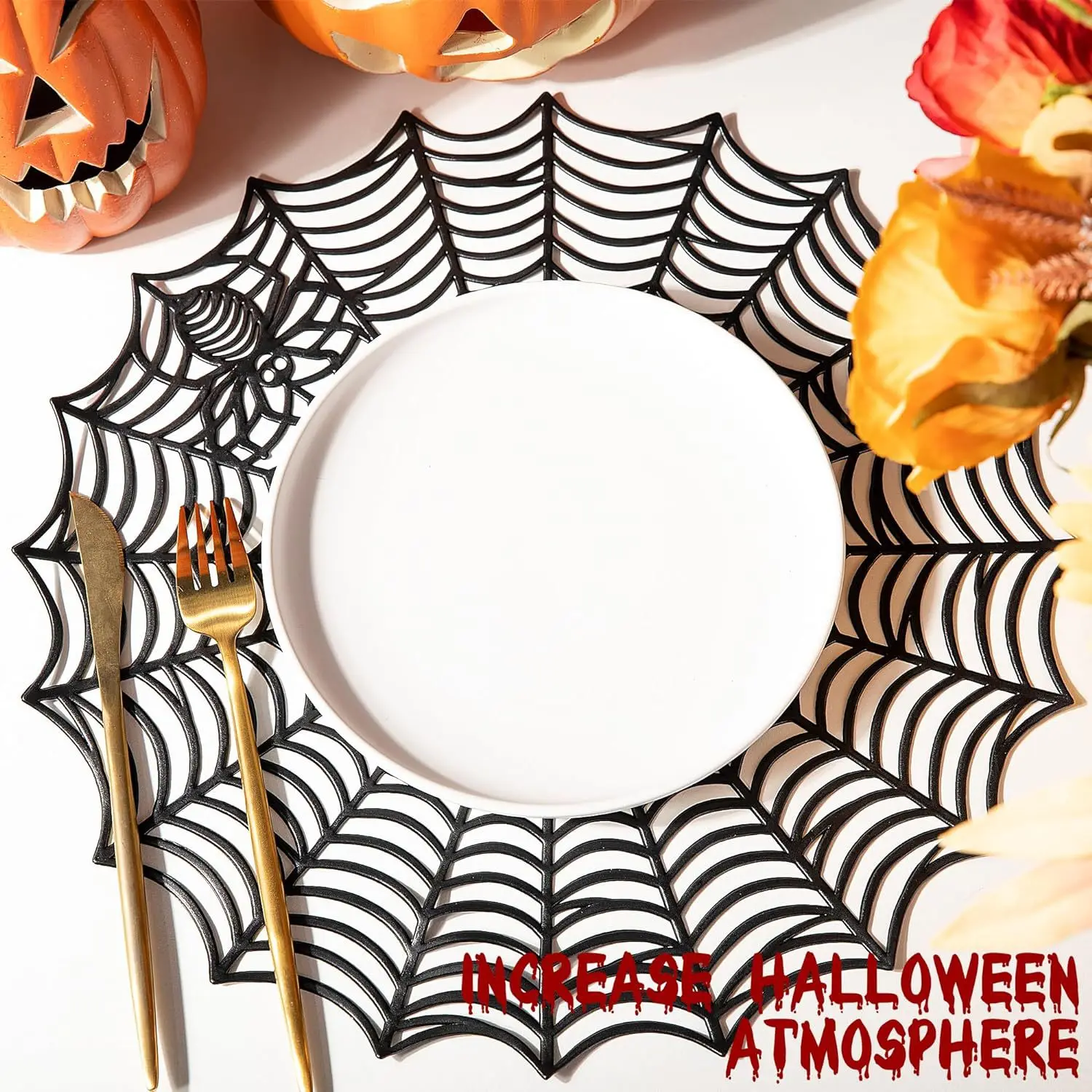 Mantel infantil Halloween con posavasos integrado