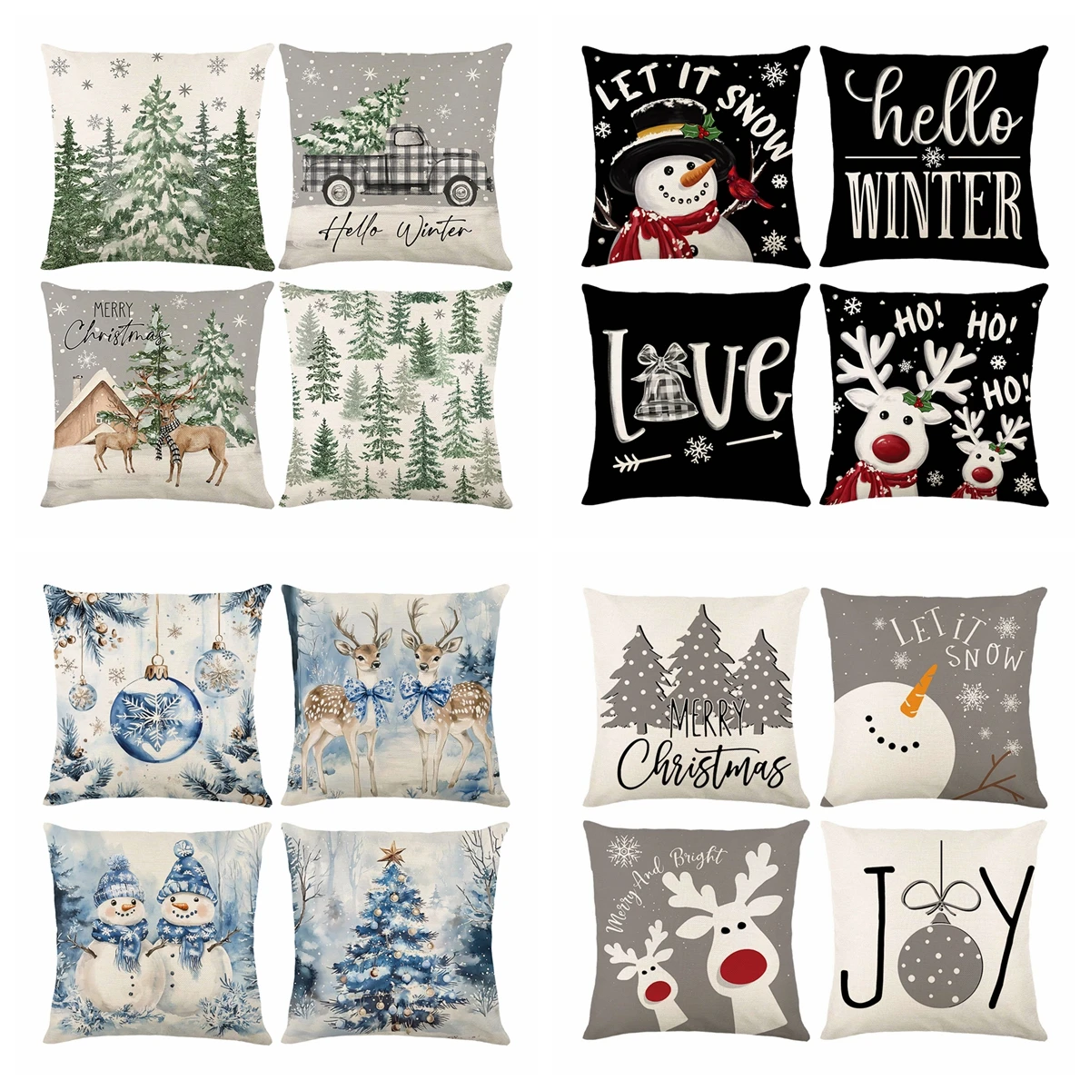 Funda de almohada navideña con Papá Noel y decoración festiva - imagen 3