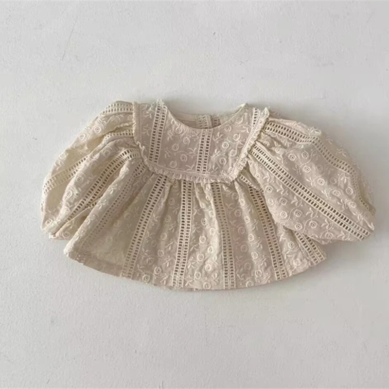Blusa de encaje para niña otoñal con mangas abullonadas - imagen 4