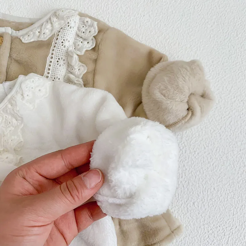 Milangel Pijama franela gruesa para bebé con lazo encaje - imagen 5