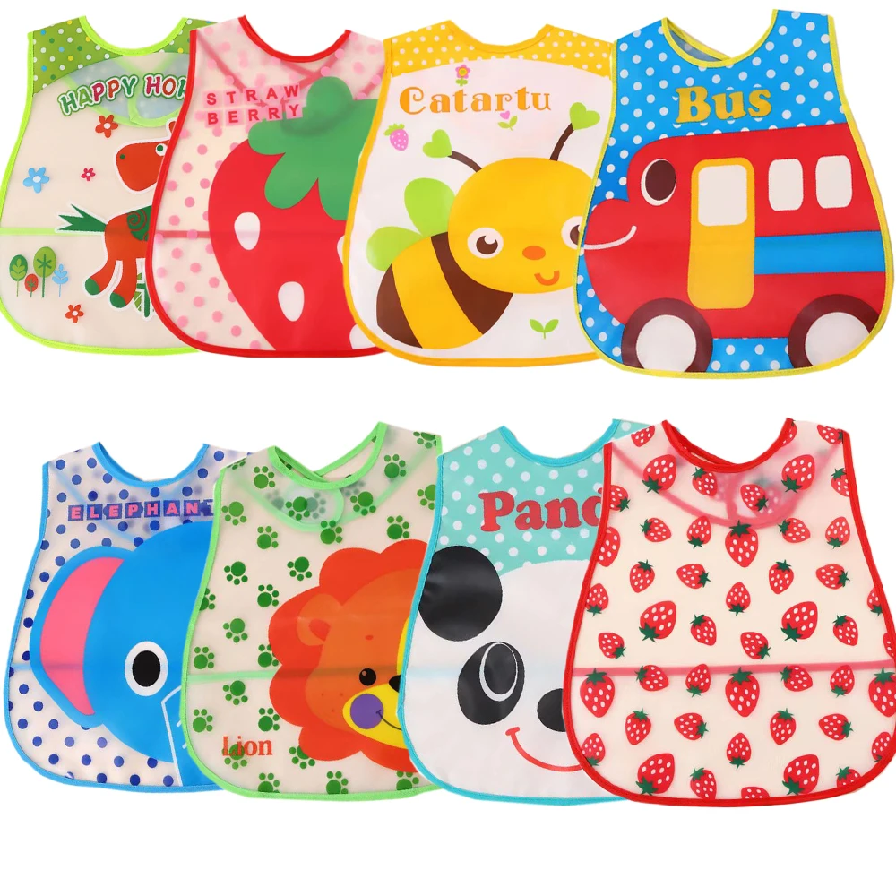Baberos de bebé impermeables con dibujos animados y estampado