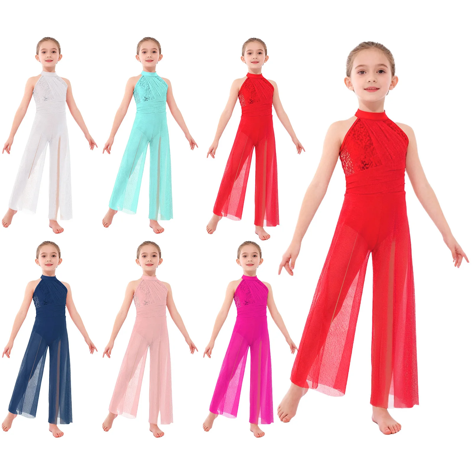 Leotardo de ballet para niña con malla lentejuelas brillantes - imagen 3