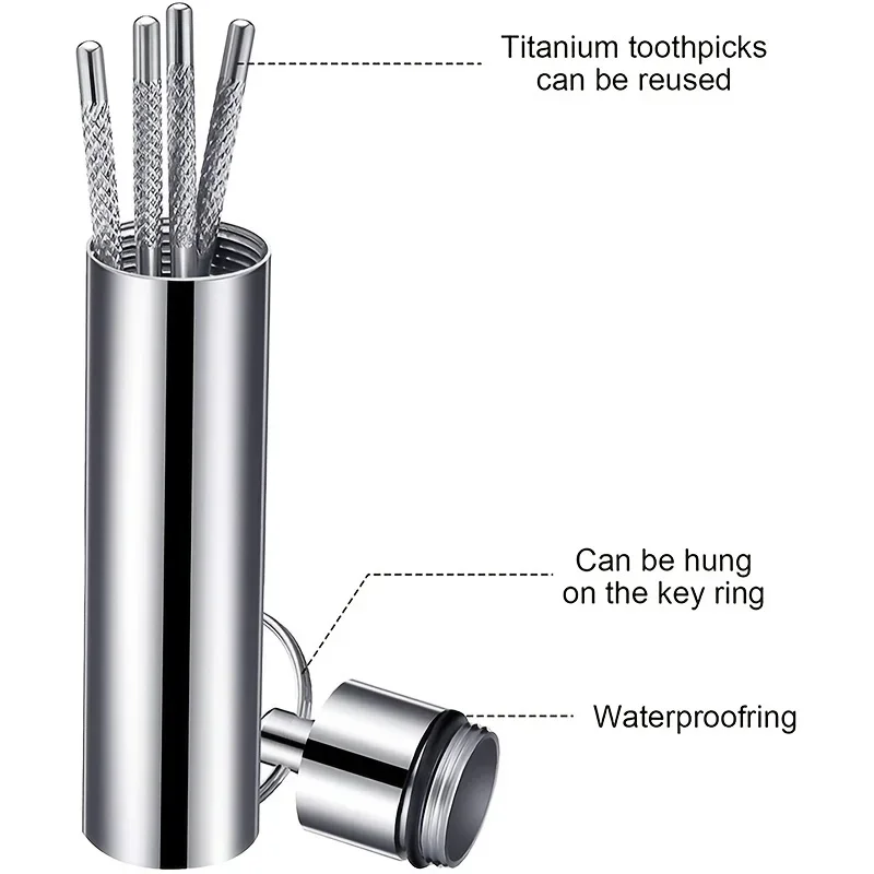 Limpiador de dientes portátil con palillos de acero inoxidable - imagen 3