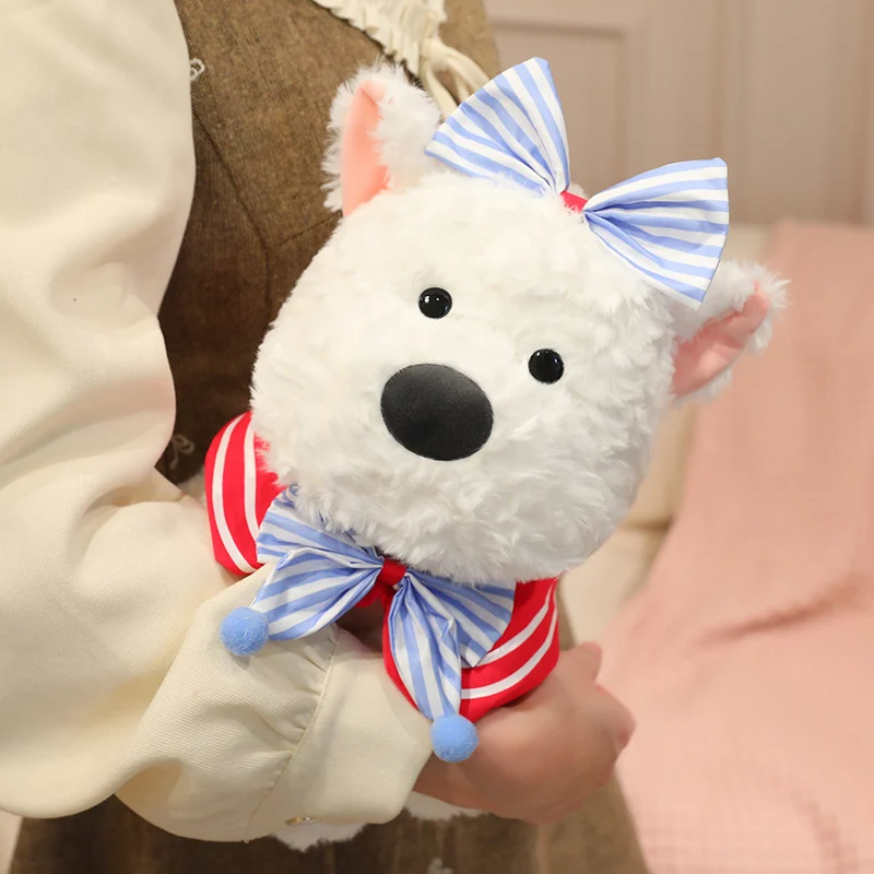 Peluche de perro Westie estilo anime con lazo para regalo - imagen 3