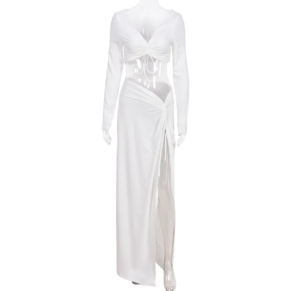 Vestido de maternidad con escote en V y cordón para fotos - imagen 4