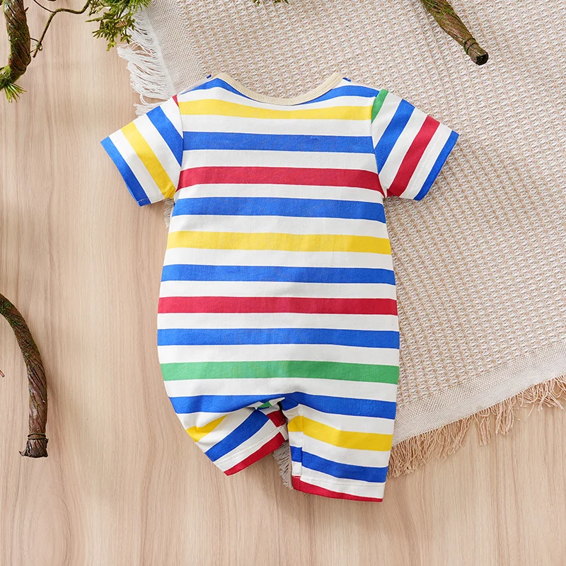 Mono bebé de algodón estampado oso con tirantes arcoíris - imagen 4