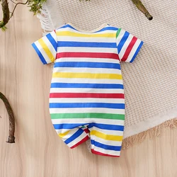 Mono bebé de algodón estampado oso con tirantes arcoíris