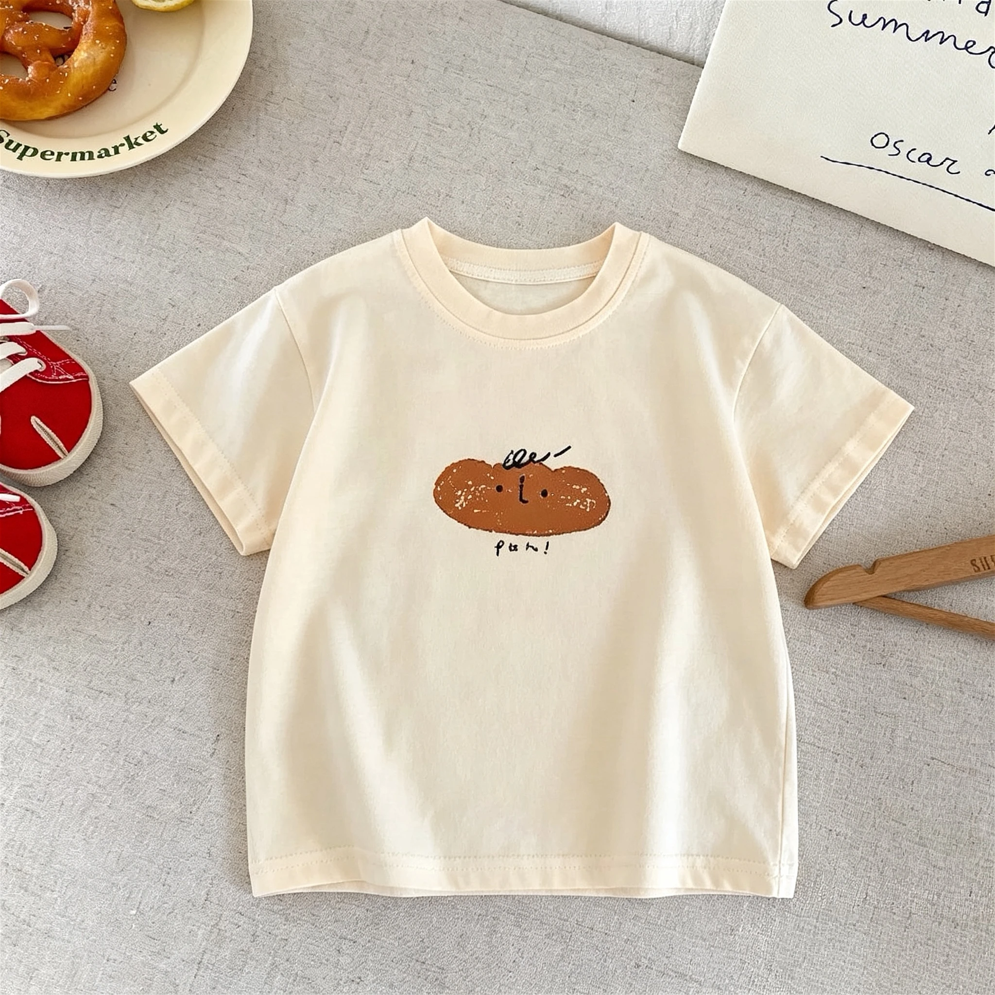 Camiseta de manga corta para niños estampado sencillo cuello redondo - imagen 4