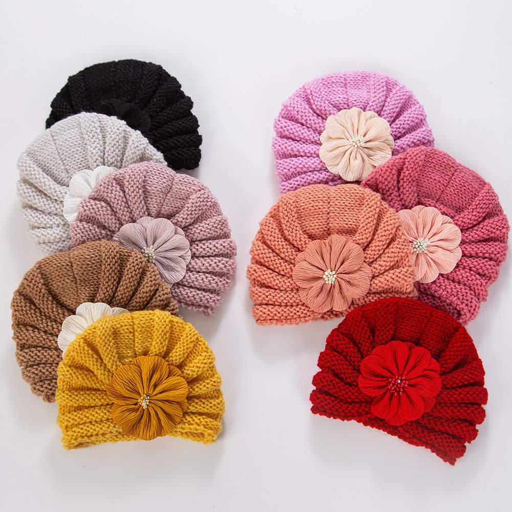 Gorro de punto floral bebé para invierno - imagen 5