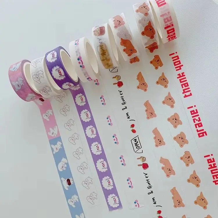 Cinta washi decorativa con osos y alfabeto estilo coreano manualidades - imagen 5