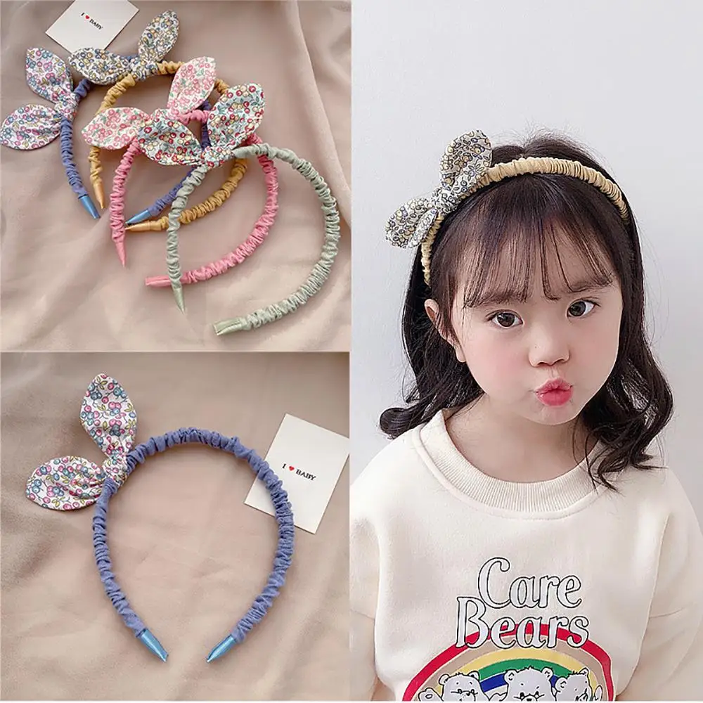 Diadema con orejas de conejo y lazo para niñas