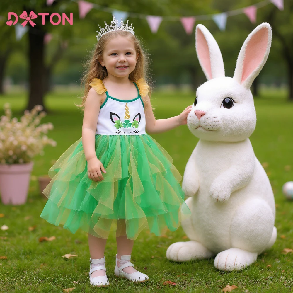 DXTON vestido de niña de trébol, princesa con tirantes de malla - imagen 4