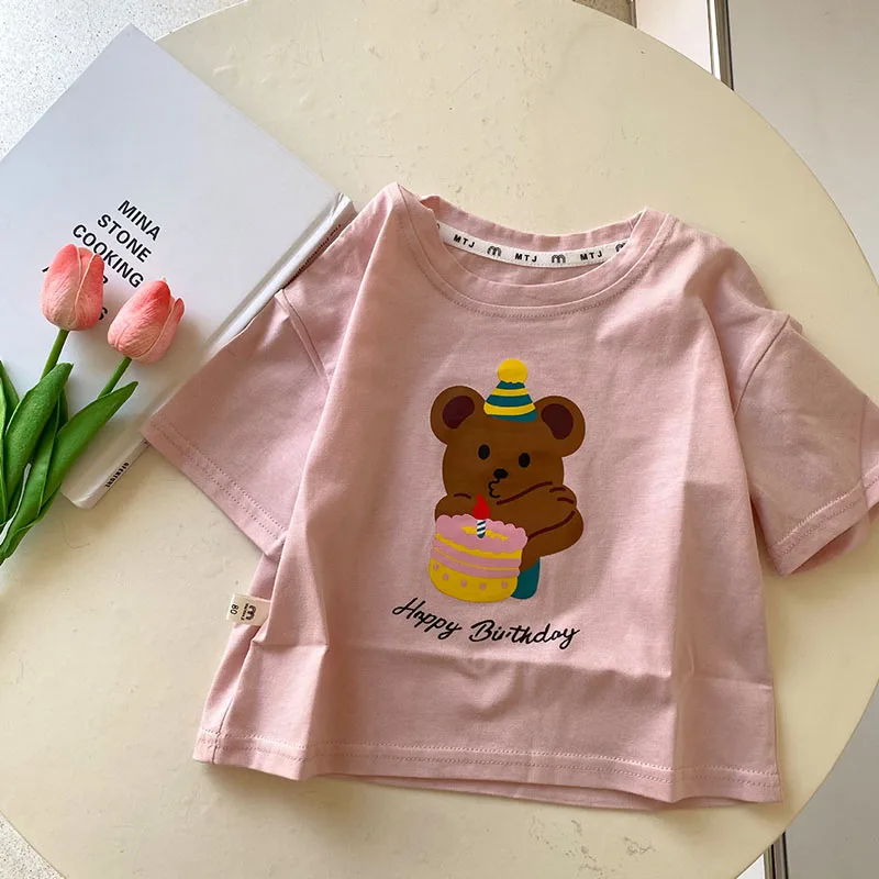 Camiseta de verano para niños con estampado de oso - imagen 3