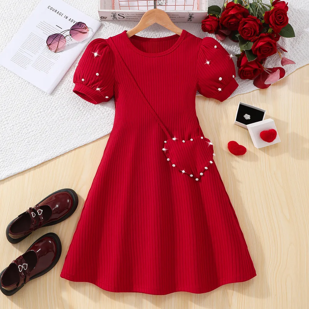 Vestido de verano para niña estilo retro morado manga corta clásico - imagen 5