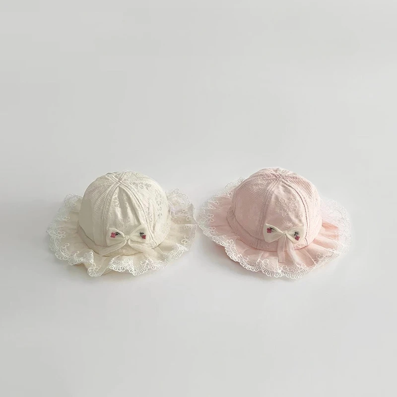 Sombrero de verano con volantes y lazo para bebé niña - imagen 3