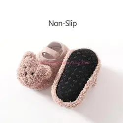 Zapatillas de suelo para bebé con dibujos de osito antideslizantes