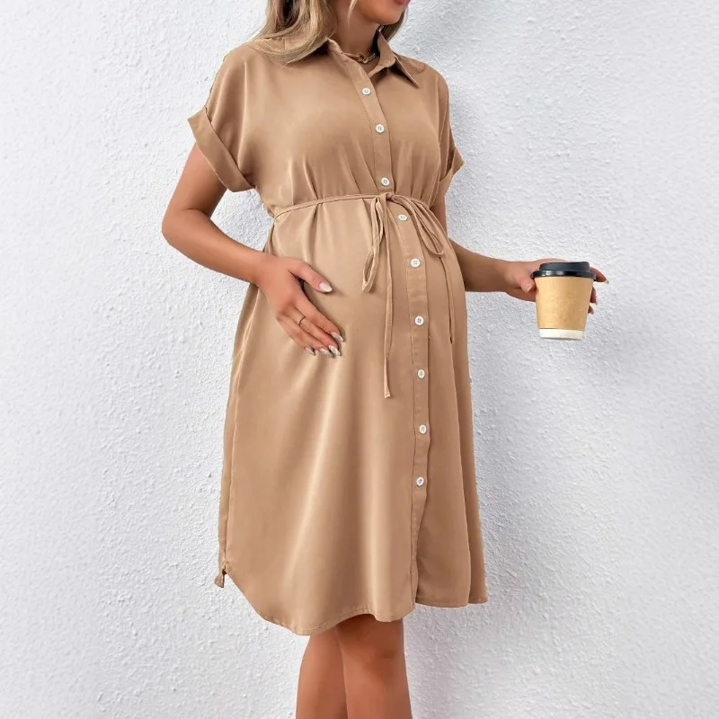 Vestido de maternidad verano con botones y cinturón - imagen 3