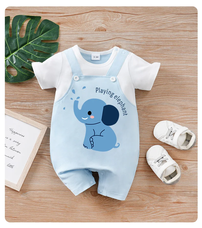 Mono de bebé con estampado de elefante azul