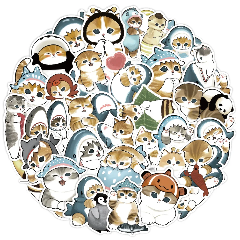 Pegatinas infantiles de gato con capucha tiburón para teléfono - imagen 4