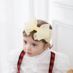 Diadema bebé con lazos de gasa suave elásticos para cabello